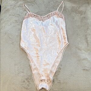 Vintage Victoria’s Secret Elegant Pink Lace and Satin Bodysuit